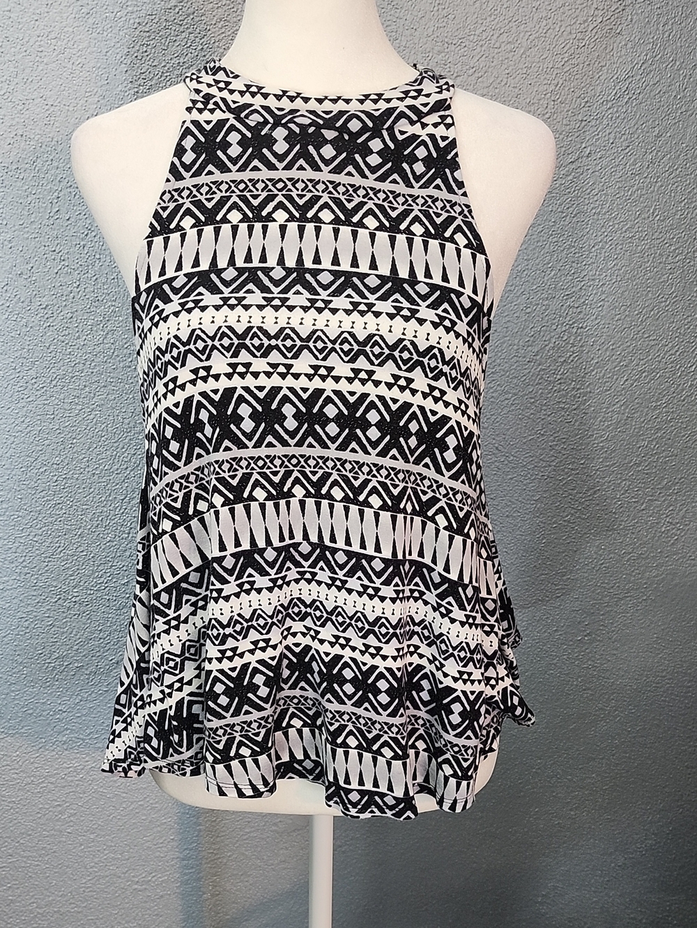h.i.p. Black & White Tribal Halter Tank Top